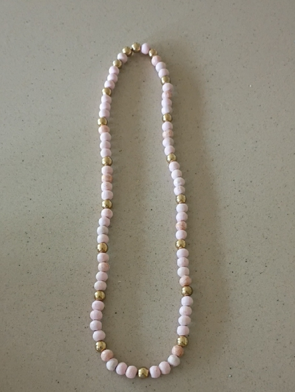 Delicate Pink Beaded Necklace with Gold Accents